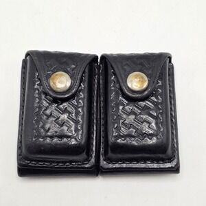 Don Hume Magazine Pouch Mens Black Basketweave Leather Duty Gear Tactical USA
